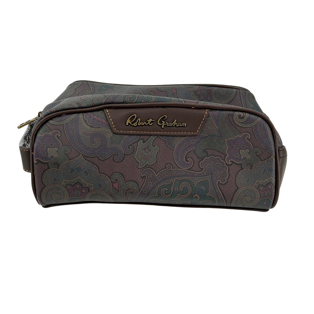 Robert Graham Toiletry Bag Mens OS Brown Paisley Hygiene Travel Case